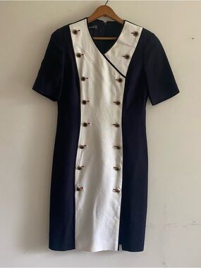 Vintage Louis Feraud Double-Breasted Midi Shift Dress